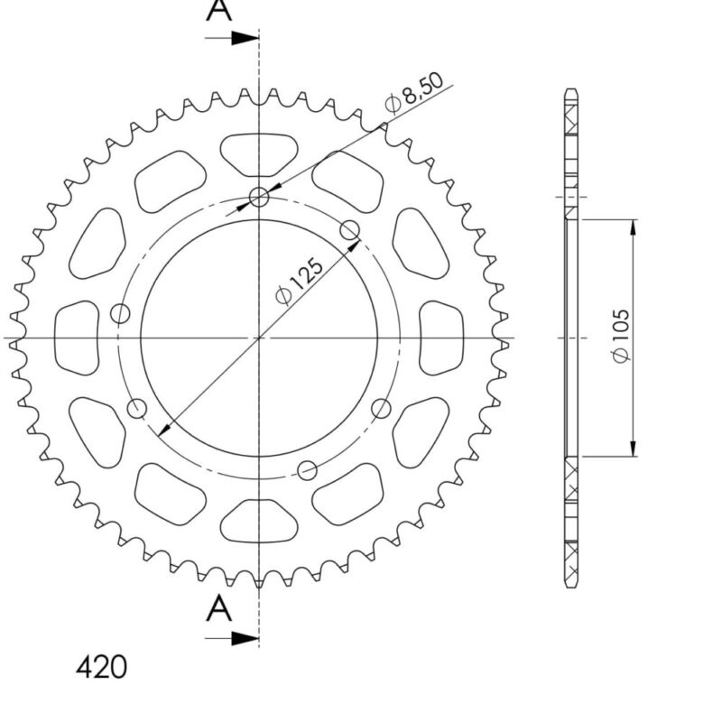 Couronne aluminium – Supersprox AK103SO53 – Orange anodisé – Compatible modèles spécifiques
