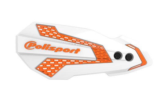Protèges-mains MX Flow Blanc/Orange – Montage universel guidon/levier – Polisport