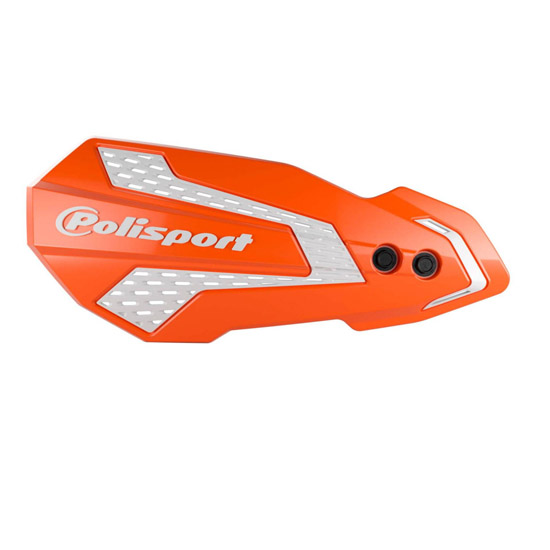 Protèges-mains moto MX Flow Orange/Blanc – Montage universel et axe levier – Polisport