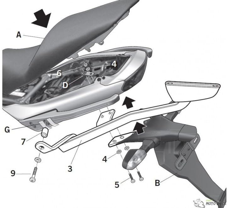 SUPPORT PLATINE TOP CASE KAWASAKI ER - 6N '09 - SHAD