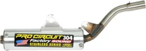 Silencieux Pro Circuit 304 – Kawasaki KX 80/85/100 & Suzuki RM 100 – 1989 à 2020 – Aluminium brossé