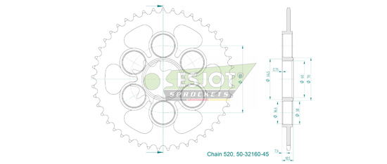 Couronne acier pour Ducati 955 STREETFIGHTER V2 (2024-2025) - SUPERSPROX 50-32160-45
