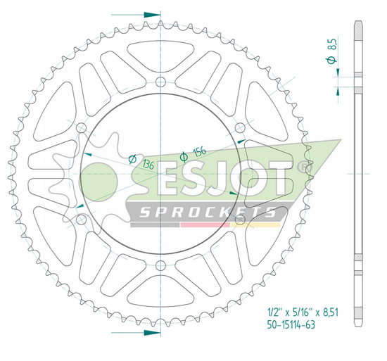 Couronne acier pour Fantic 125 XEF (2024-2025) - SUPERSPROX - Cour. 50-15114-63 #53104K-63