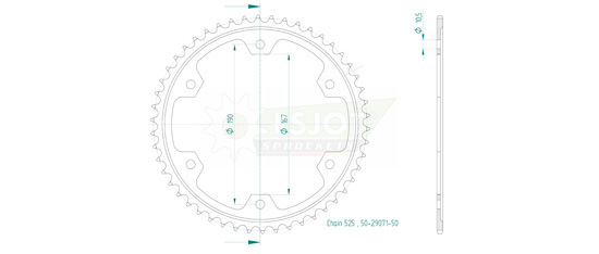 Couronne acier pour Triumph 900 TIGER 900 (GT / GT PRO / RALLY PRO / Alpine / Desert 2024-2026) - SUPERSPROX - Pas 520 - 50 dents